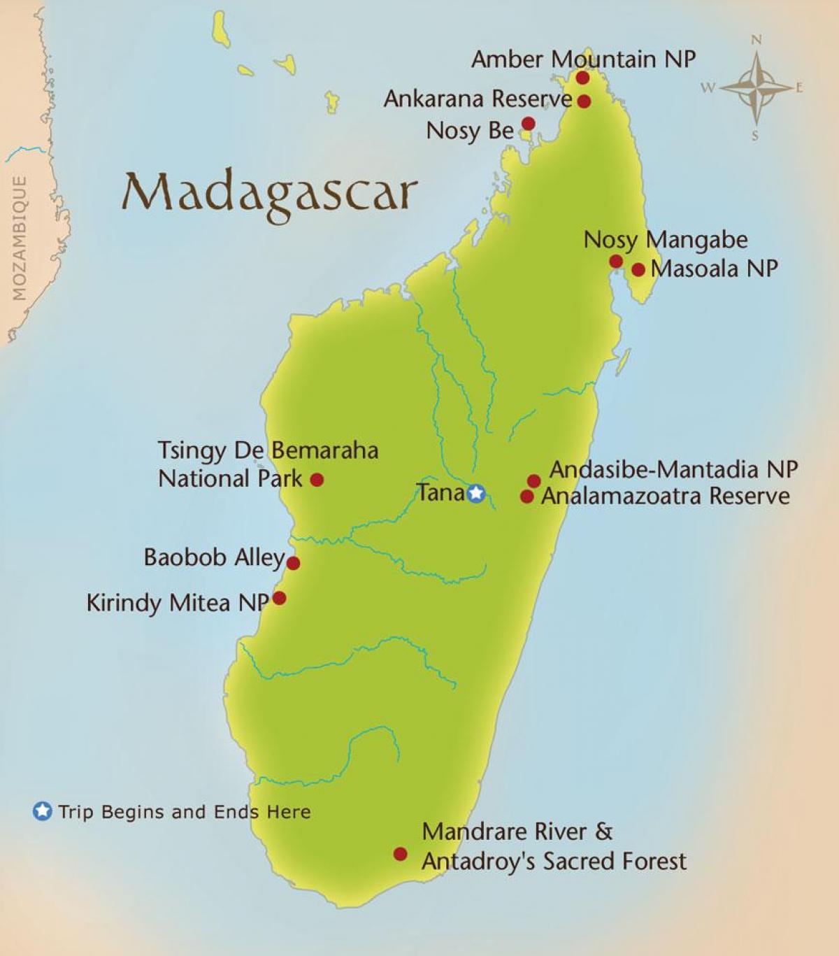 mapa ng Madagascar bundok