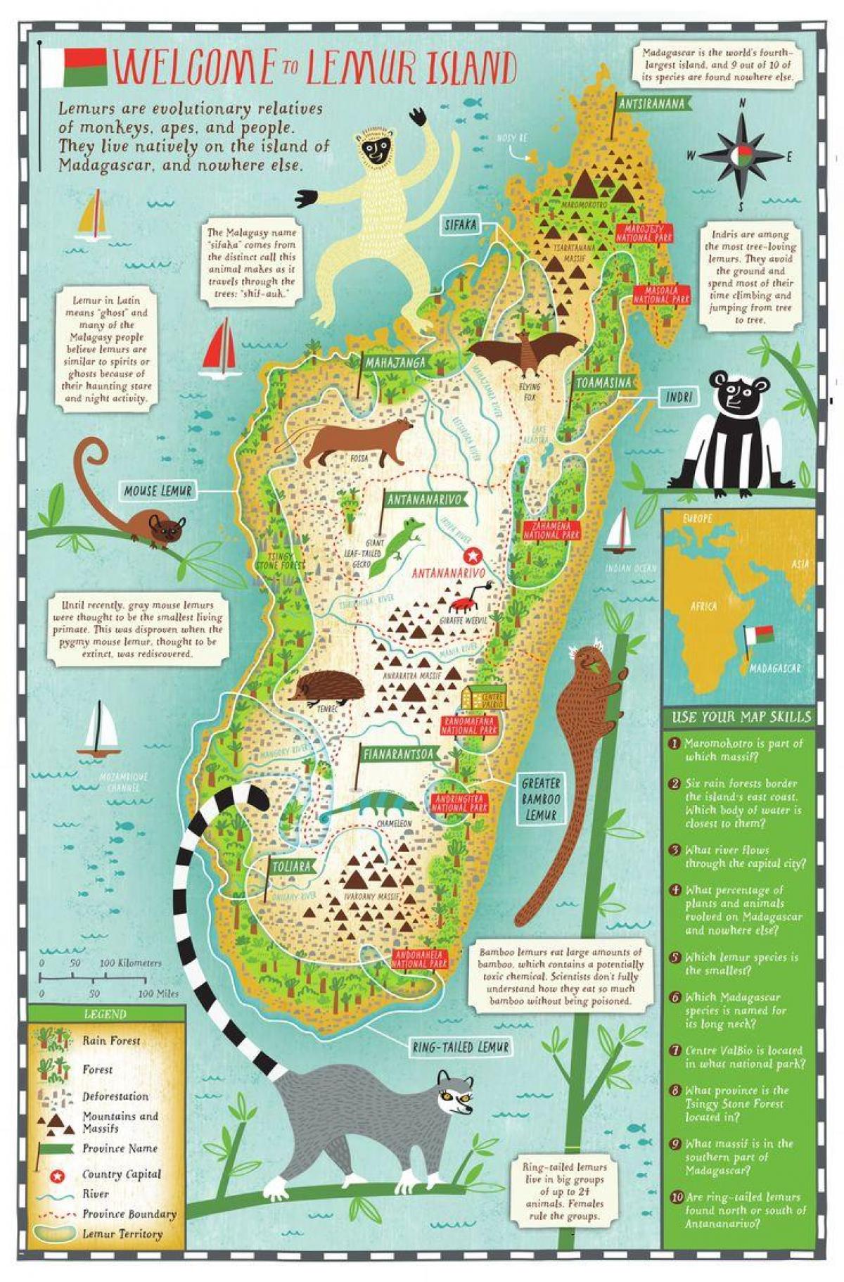 mapa ng Madagascar mapa para sa mga bata