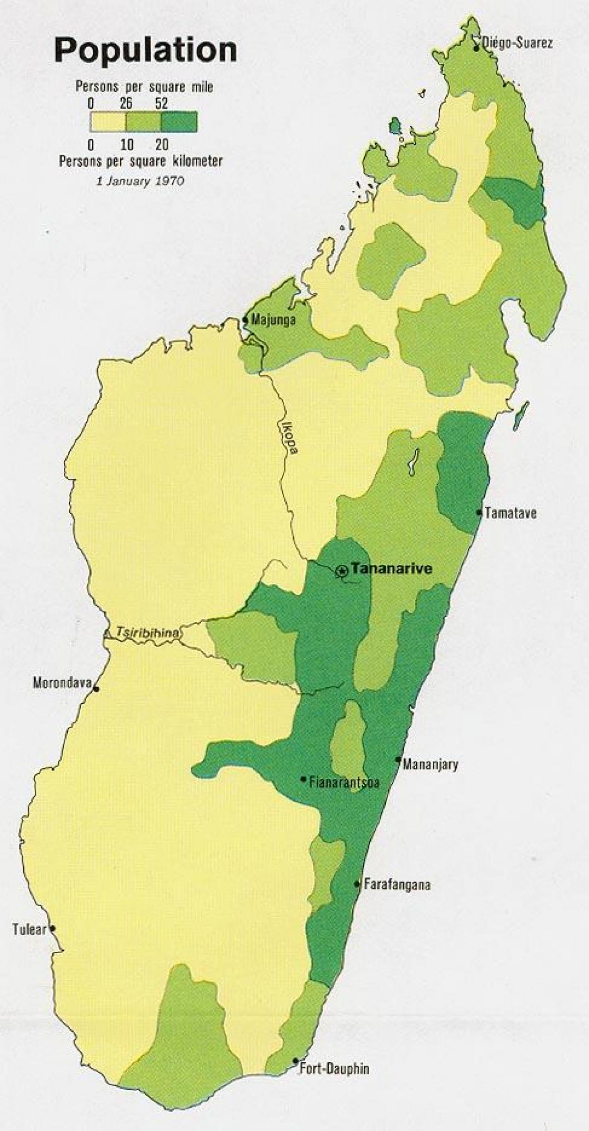 Madagascar populasyon density mapa