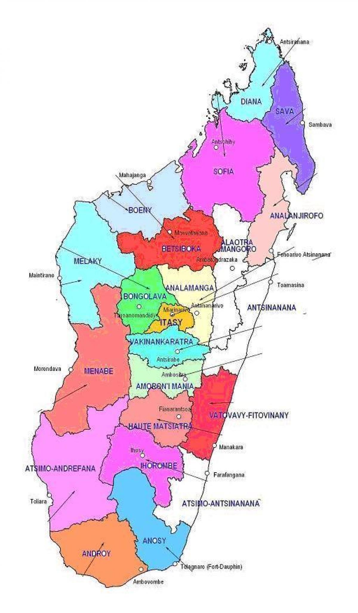 mapa ng Madagascar rehiyon