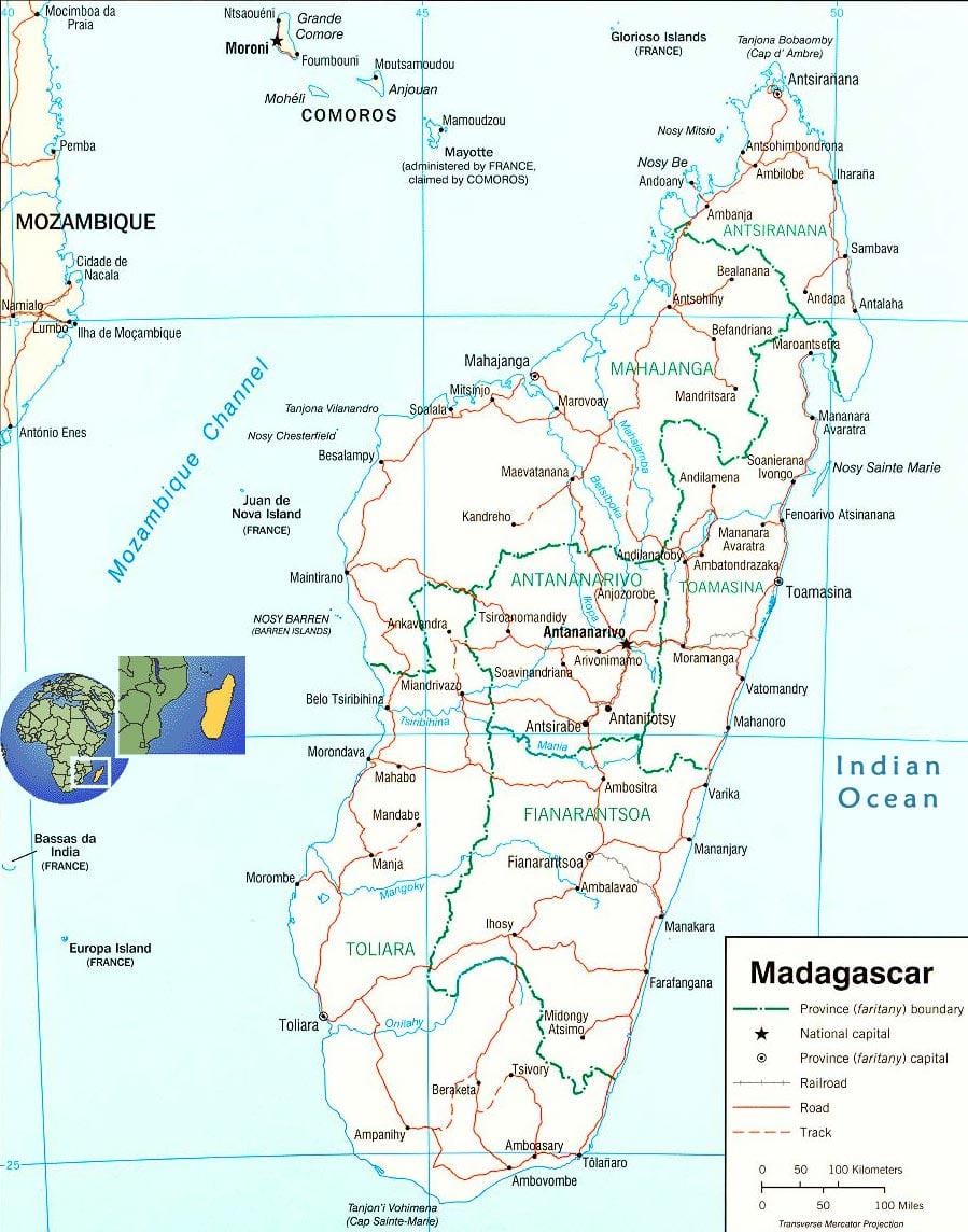 mapa ng Madagascar ilog