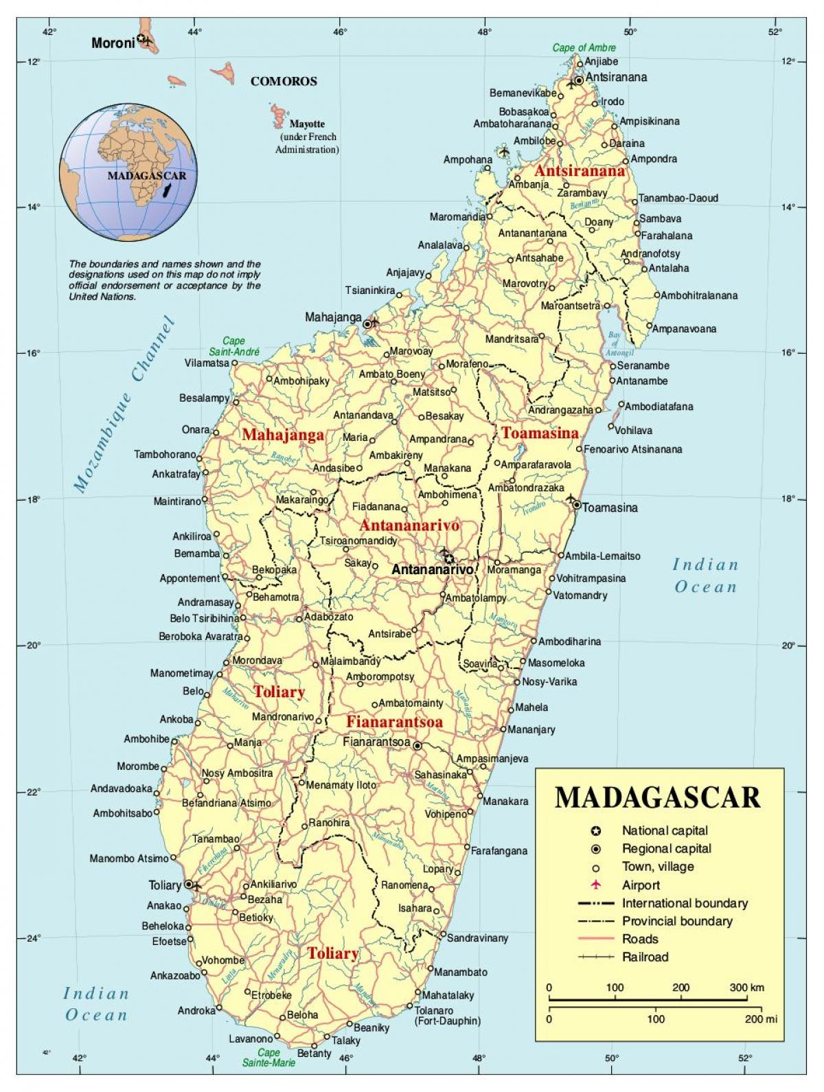 mapa ng Madagascar kalsada