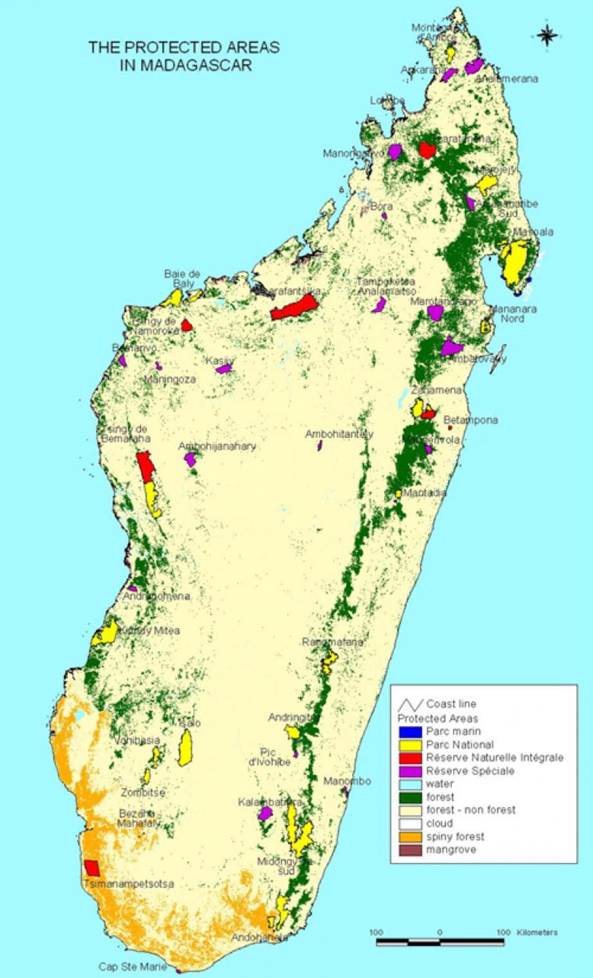 mapa ng Madagascar pambansang parke