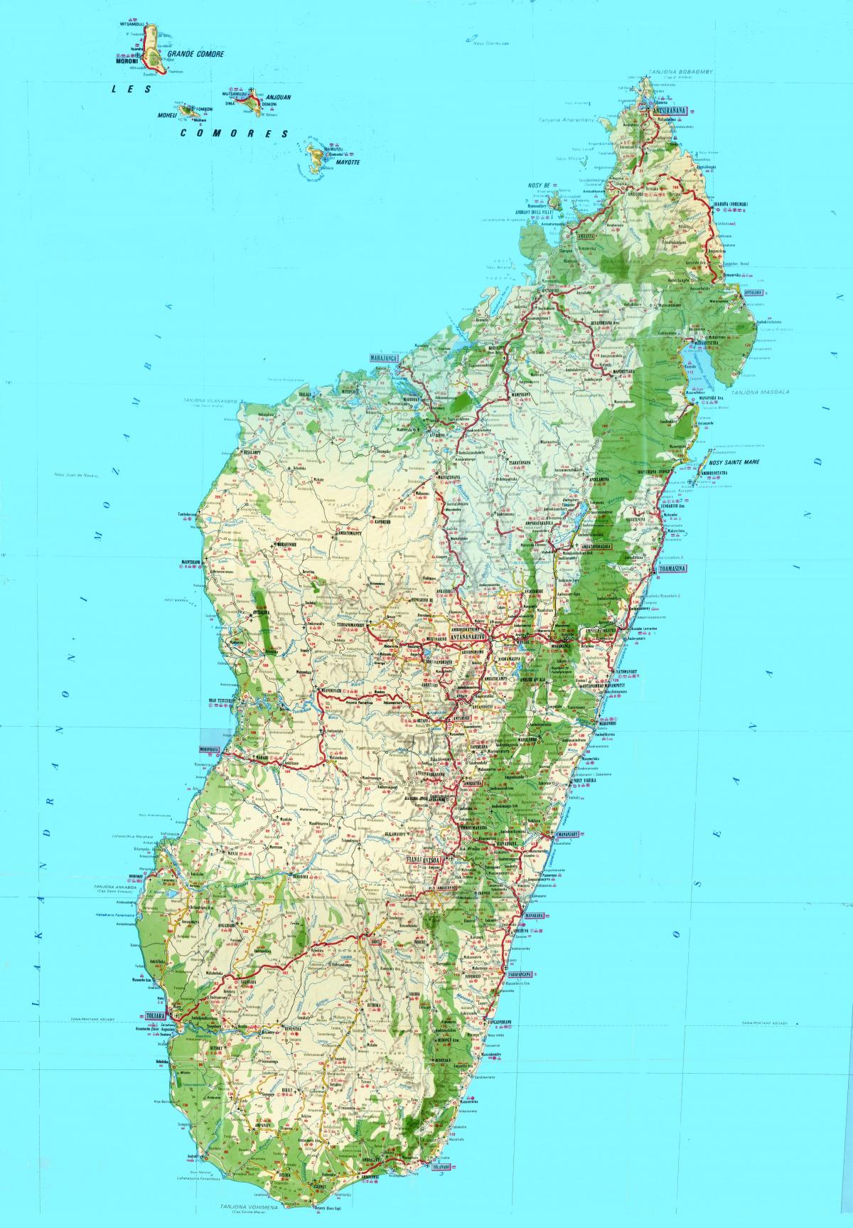 mapa ng Madagascar topographic