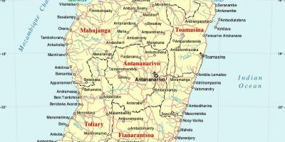 Madagascar mapa na may mga lungsod