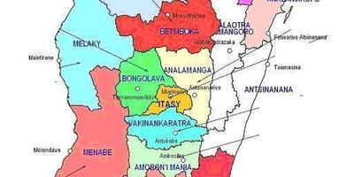 Mapa ng Madagascar rehiyon