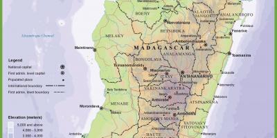 Mapa ng pisikal na mapa ng Madagascar